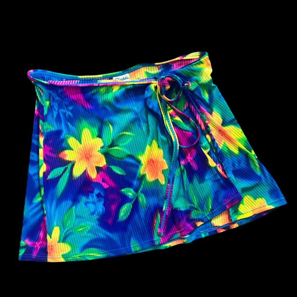 Vintage Catalina Tye Dye Floral Print Beach Swim Cover Up Kids L